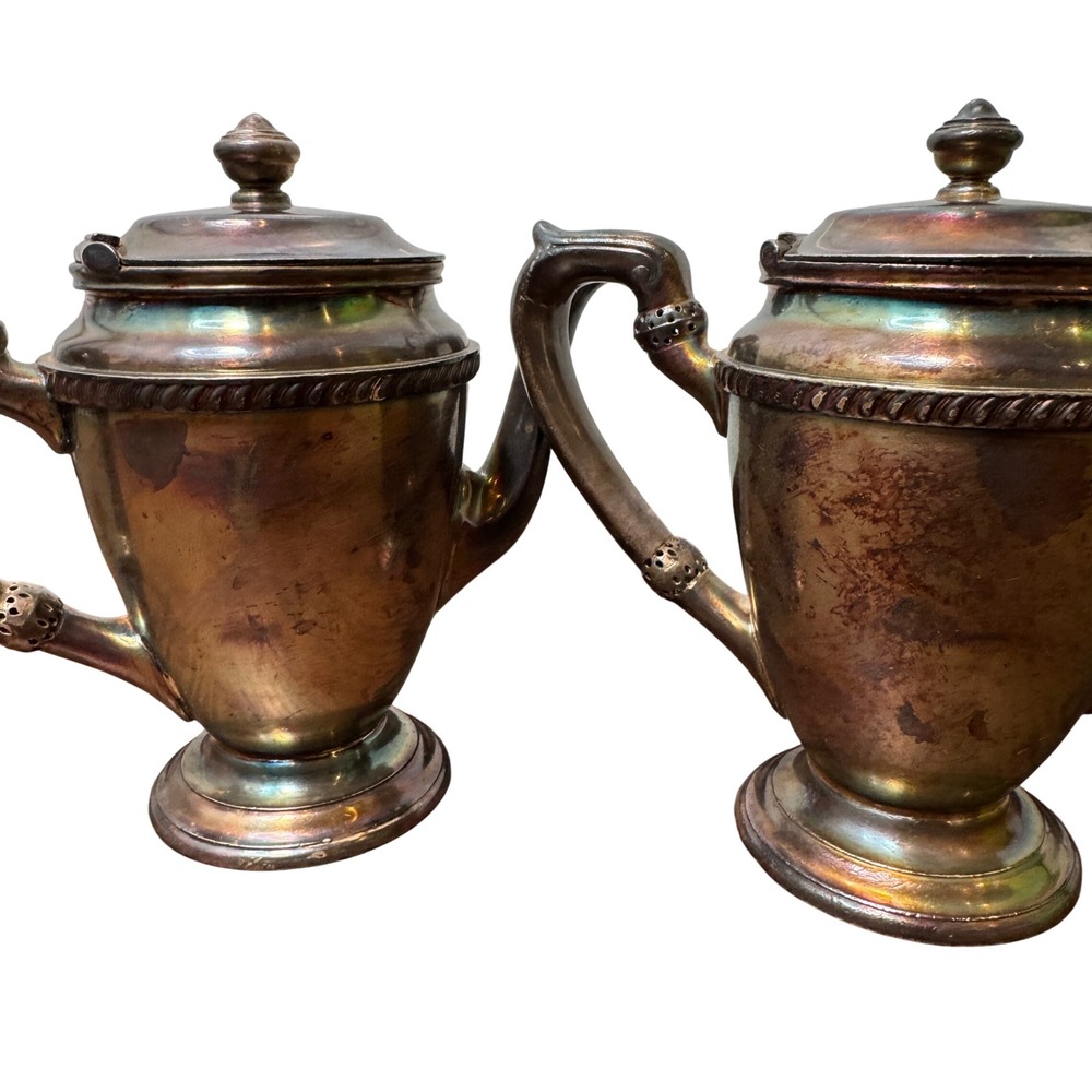 Reed & Barton Teapots River Club Private NY Club Silver Soldered Set of 2